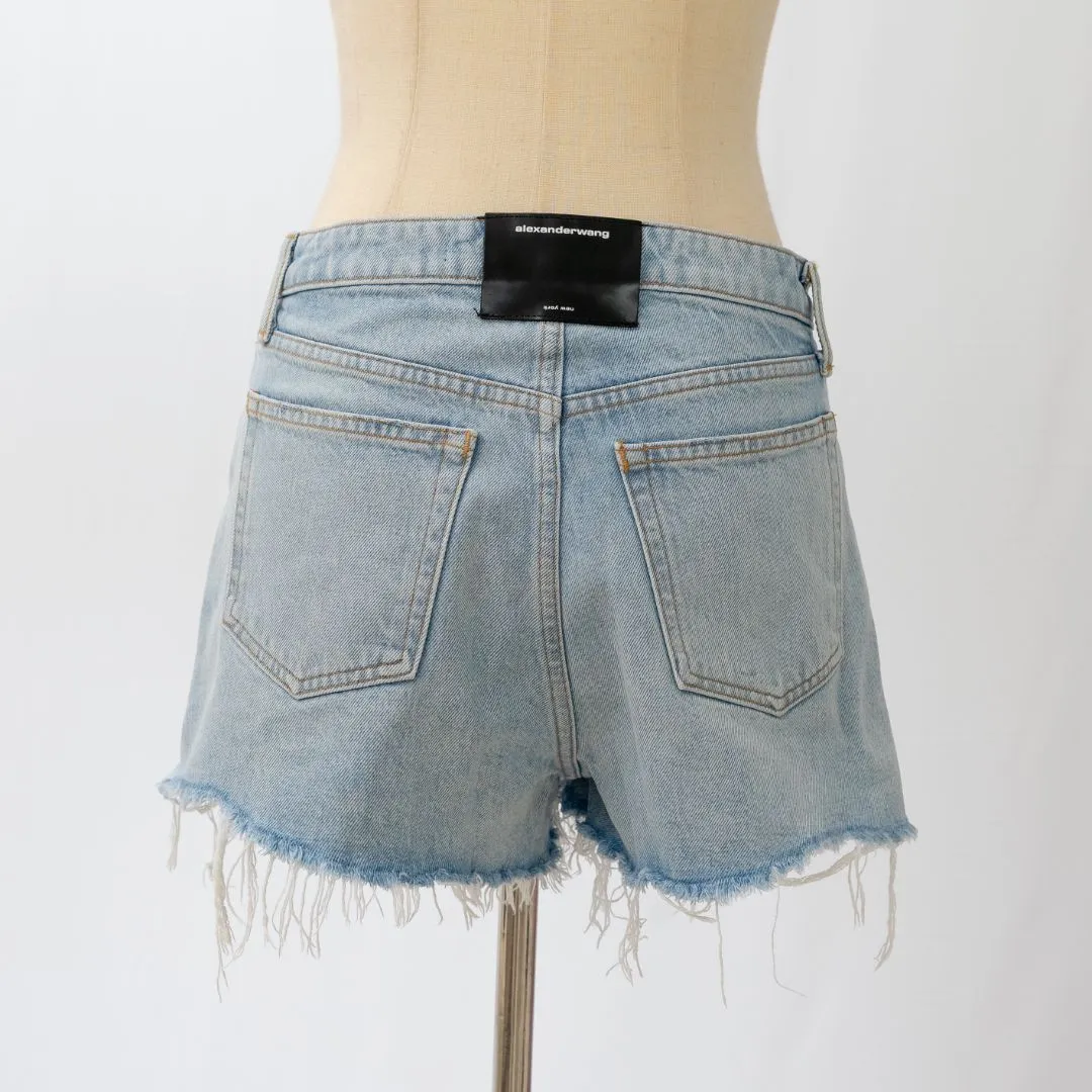 Alexander Wang Blue Denim Fringe Shorts
