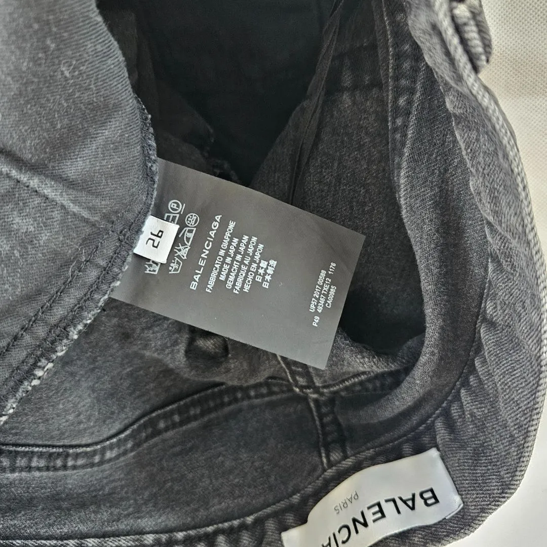 Balenciaga dark grey distressed/ripped denim skinny jeans