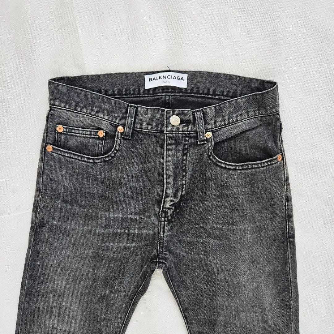 Balenciaga dark grey distressed/ripped denim skinny jeans