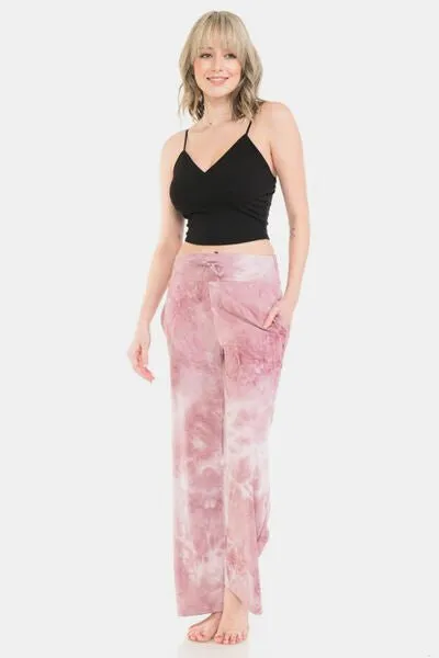 Buttery Soft Tie Die Drawstring Pants in Pink