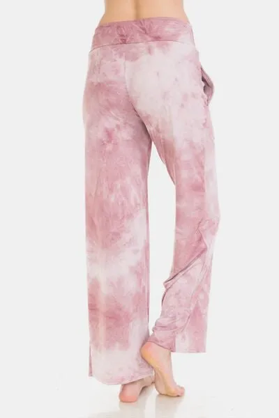 Buttery Soft Tie Die Drawstring Pants in Pink