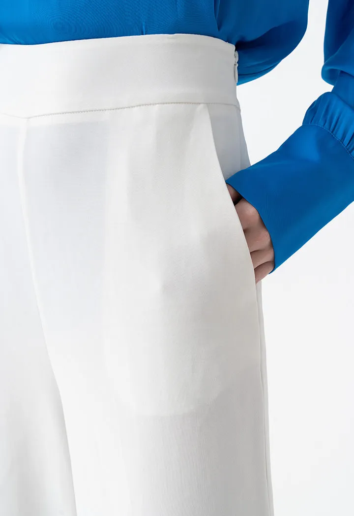 Choice Solid High-Waist Trousers Offwhite