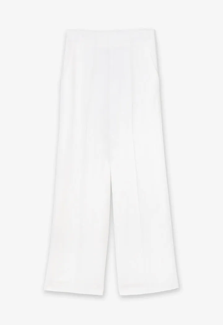 Choice Solid High-Waist Trousers Offwhite