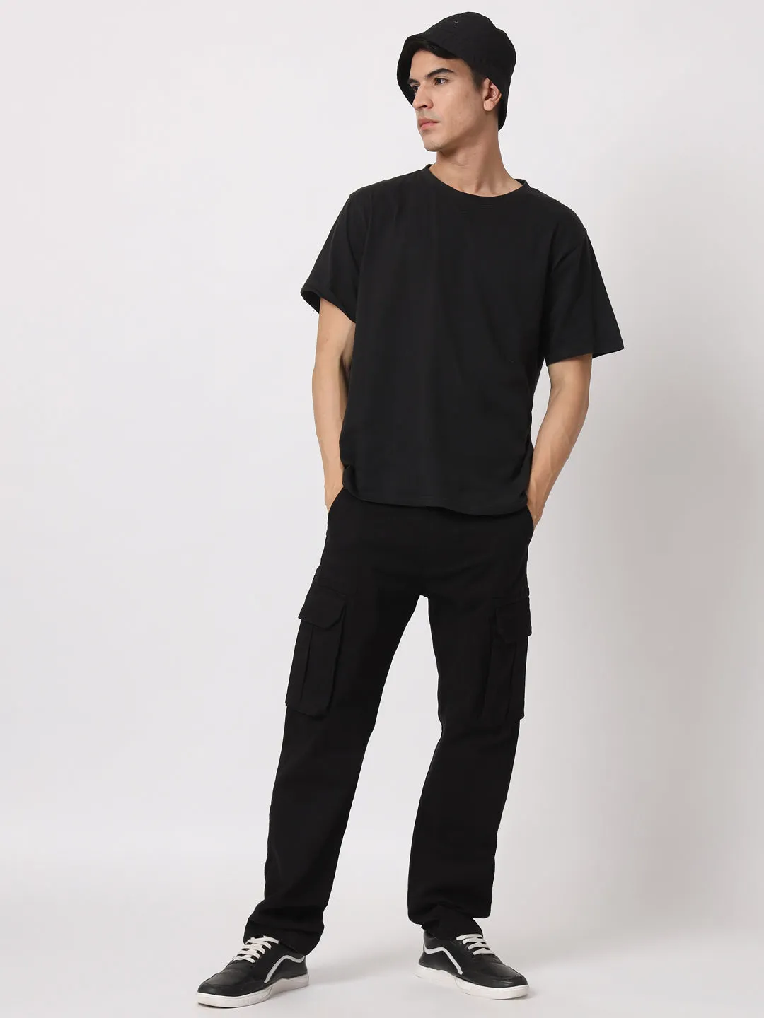 Coal-black straight fit