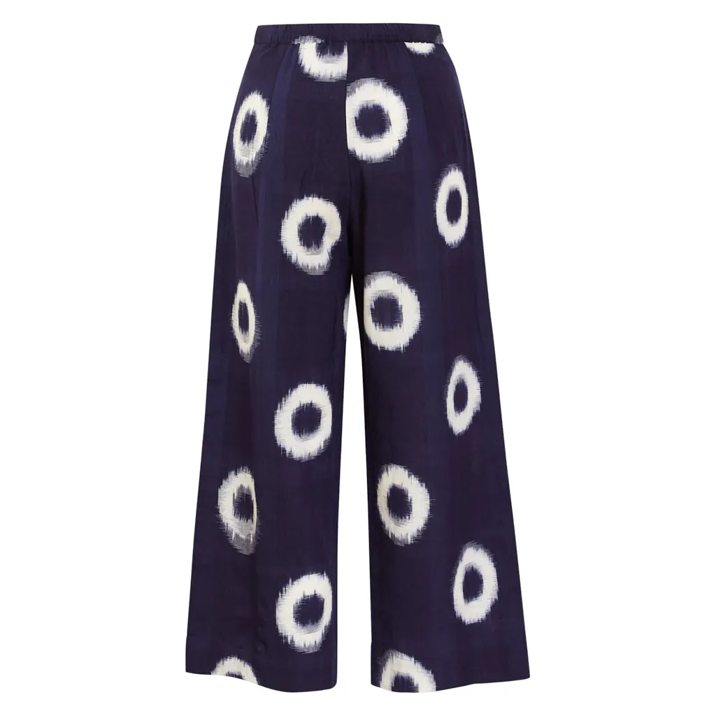 Cream Ikat Donuts Waisted Crop Trouser