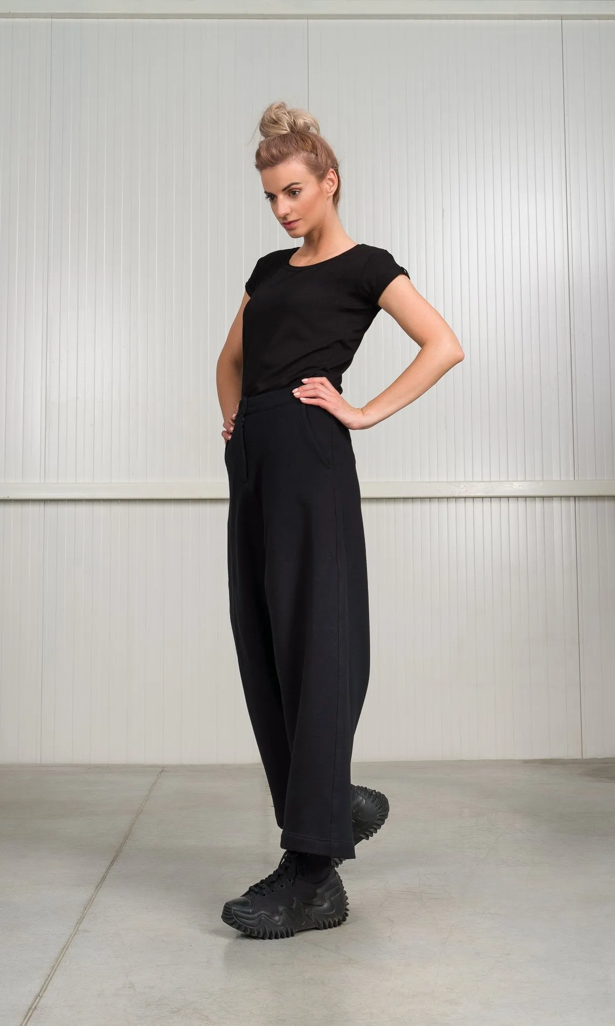 Deep Drop Crotch Pants with Zipper Fly