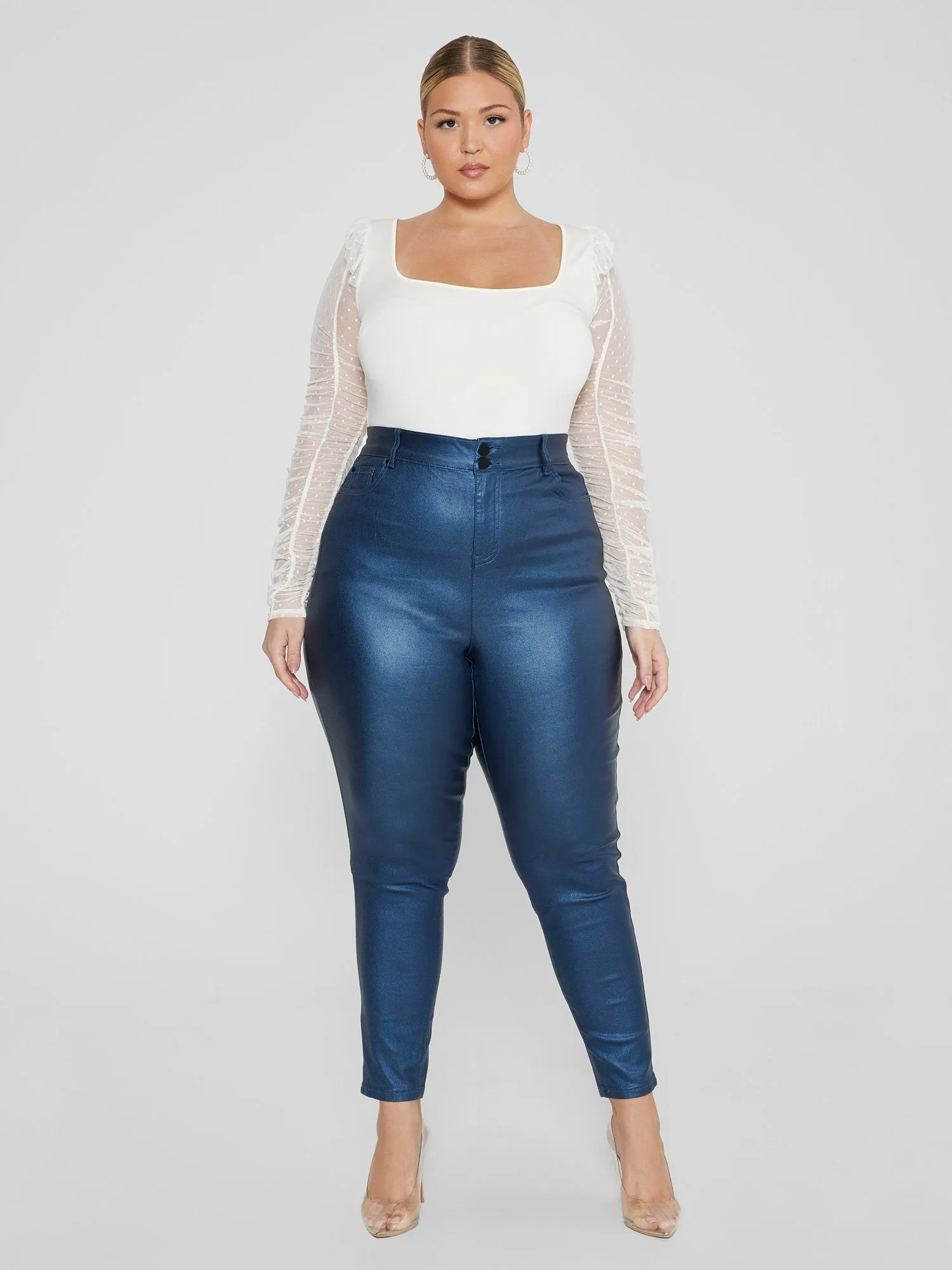 Fashion To Figure - Deanna Coated Texture Faux Leather Pants