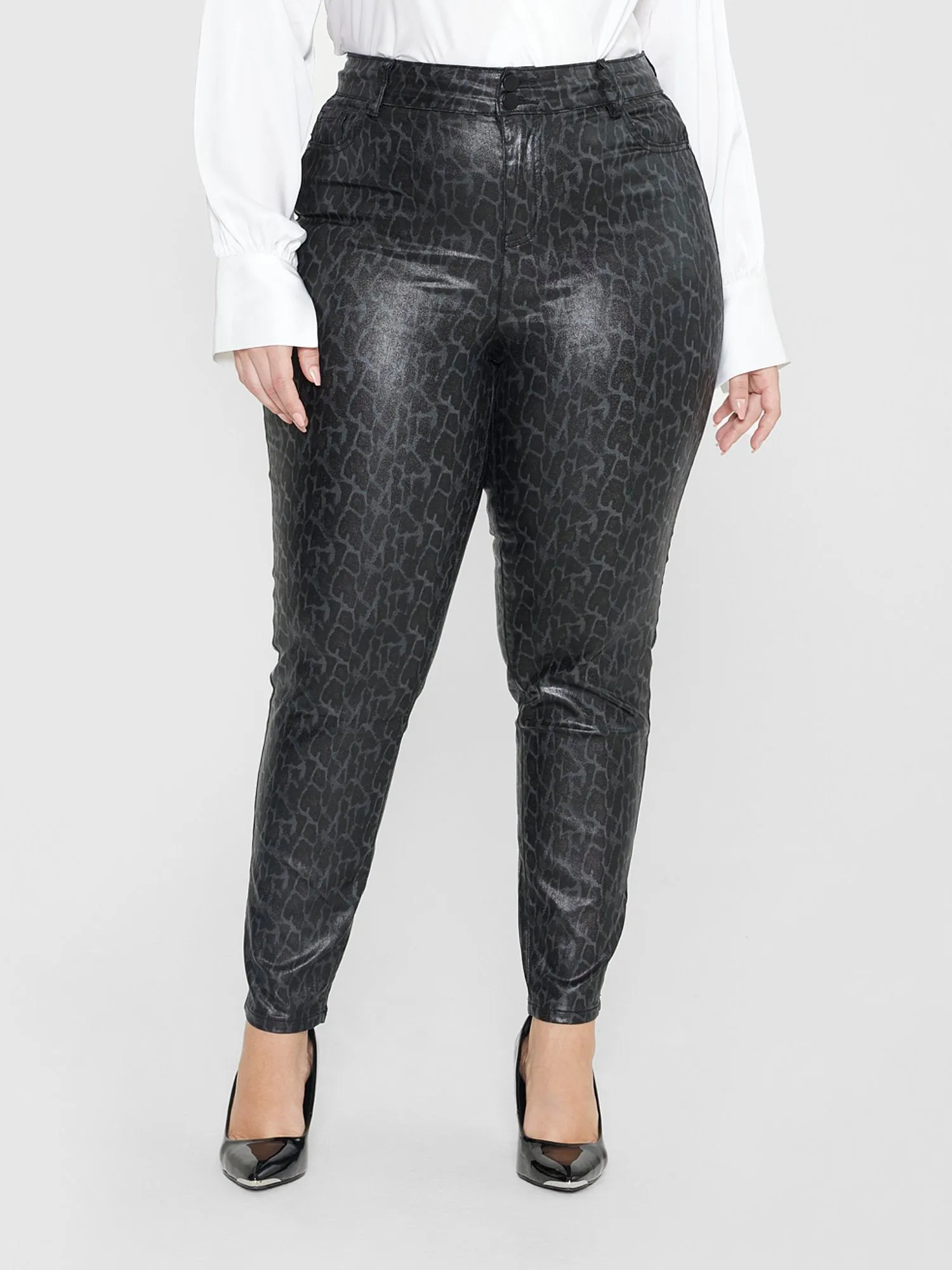Fashion To Figure - Deanna Coated Texture Faux Leather Pants