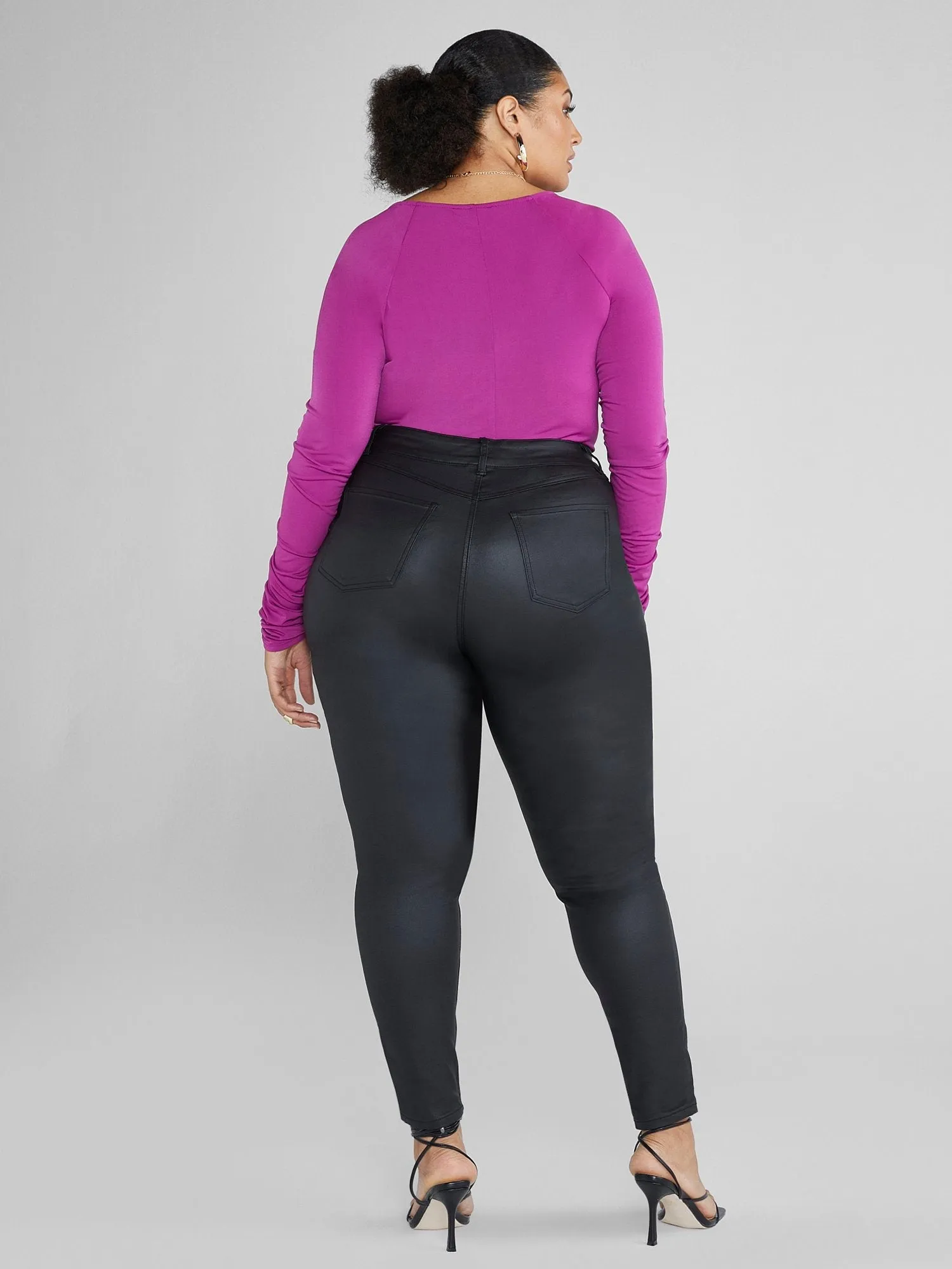 Fashion To Figure - Deanna Coated Texture Faux Leather Pants