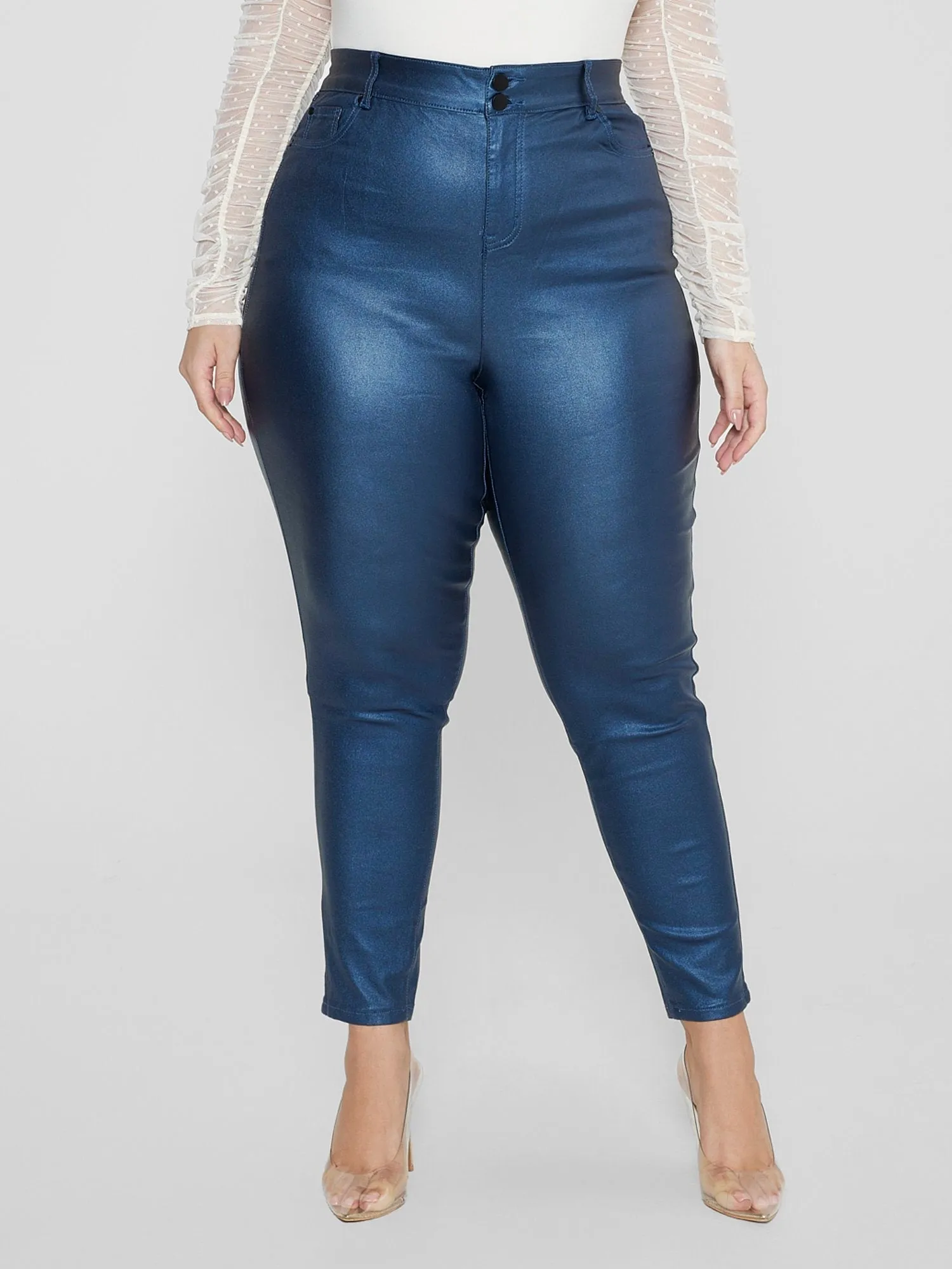 Fashion To Figure - Deanna Coated Texture Faux Leather Pants