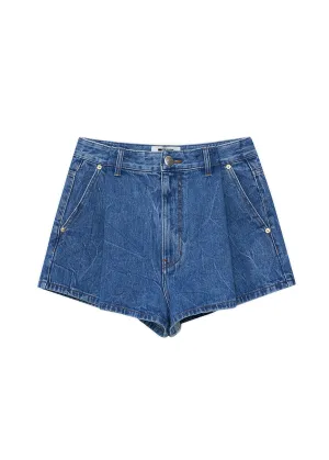 Folded Front Denim Shorts