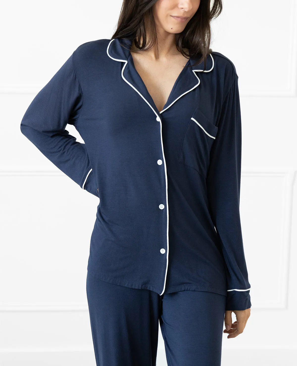 Gisele Long PJ Set Navy/Ivory