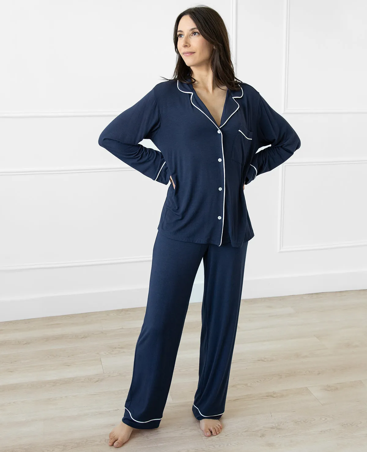 Gisele Long PJ Set Navy/Ivory
