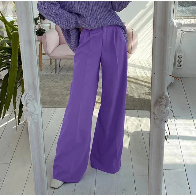 Green High Waist Wide Leg Pants