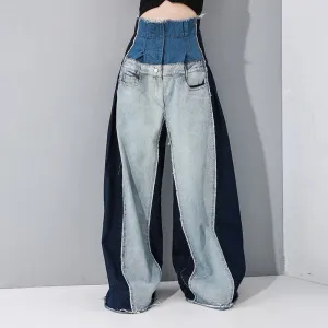 HEYFANCYSTYLE High Waist Distressed Denim Trousers