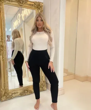 High Waist Scuba Leggings - Black
