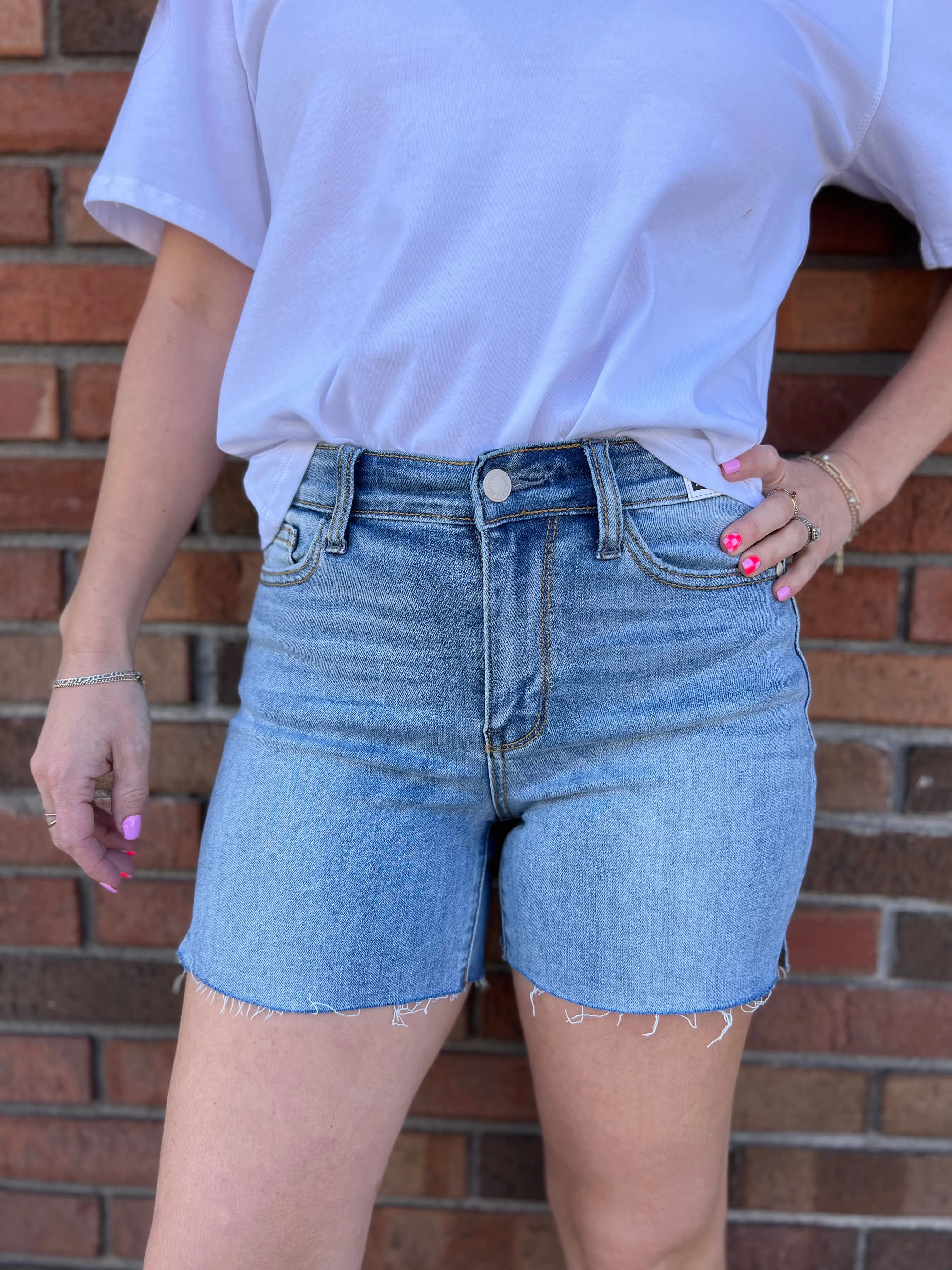 Judy Blue Mid Rise Cut Off Shorts