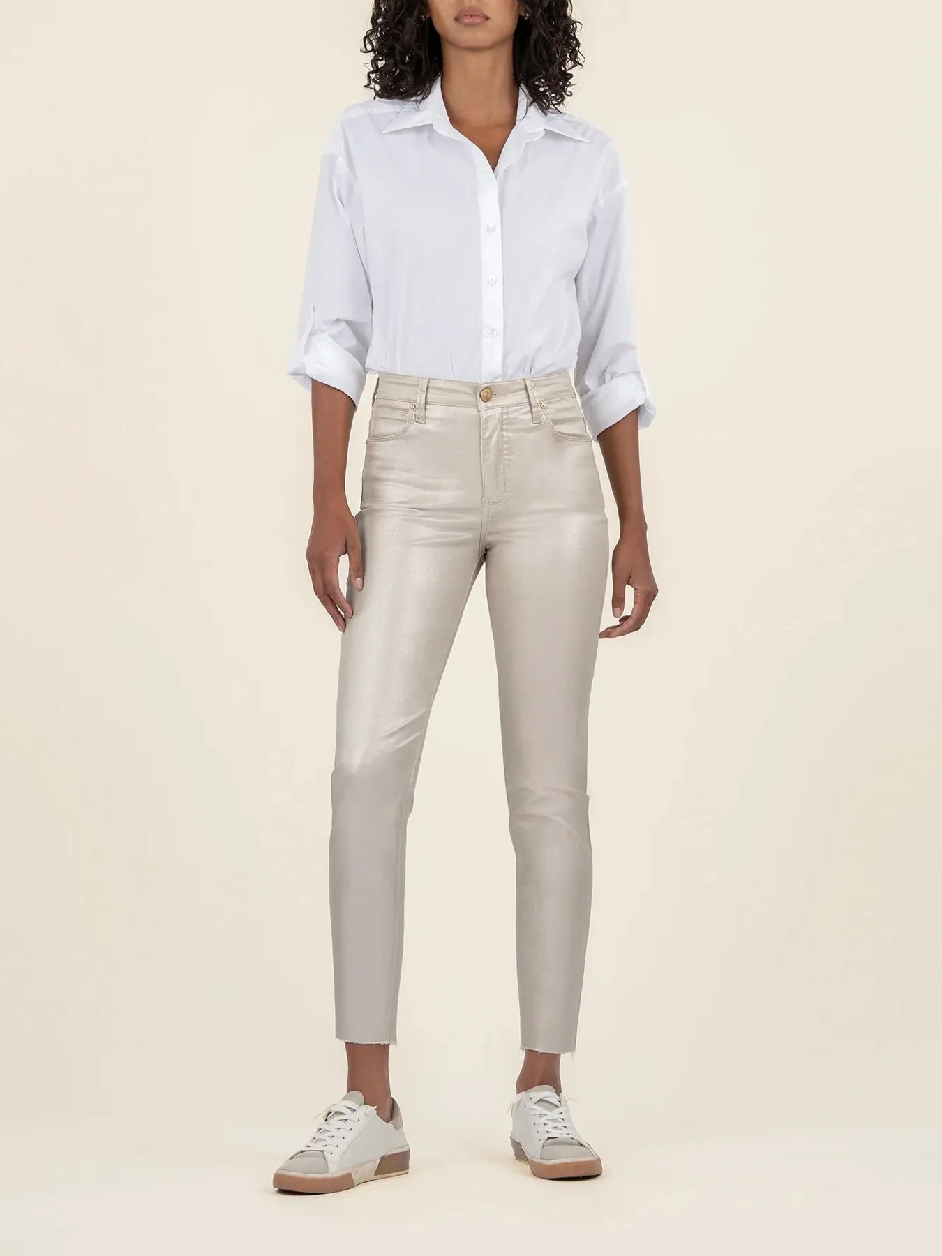 Kut Jeans : Charlize High Rise Fab Ab Cigarette Leg Raw Hem