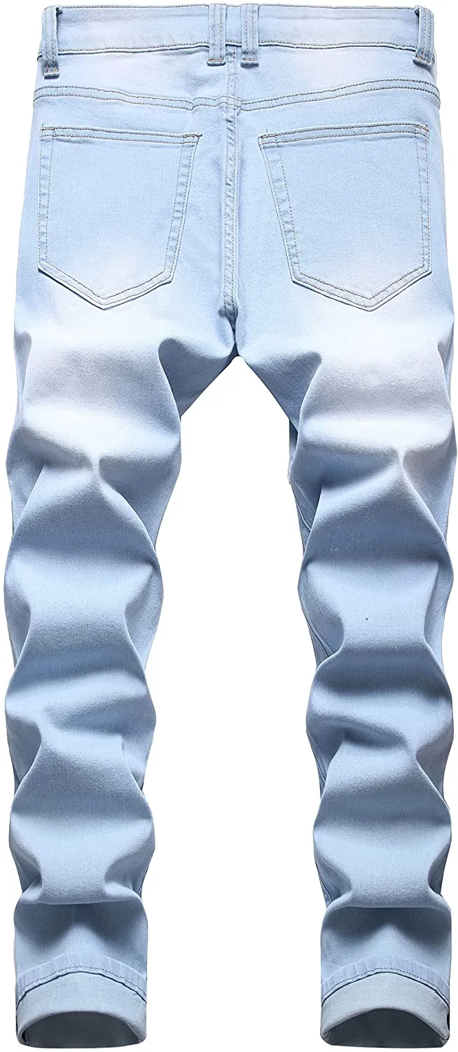 Light Blue Distressed Men's Denim Pants
