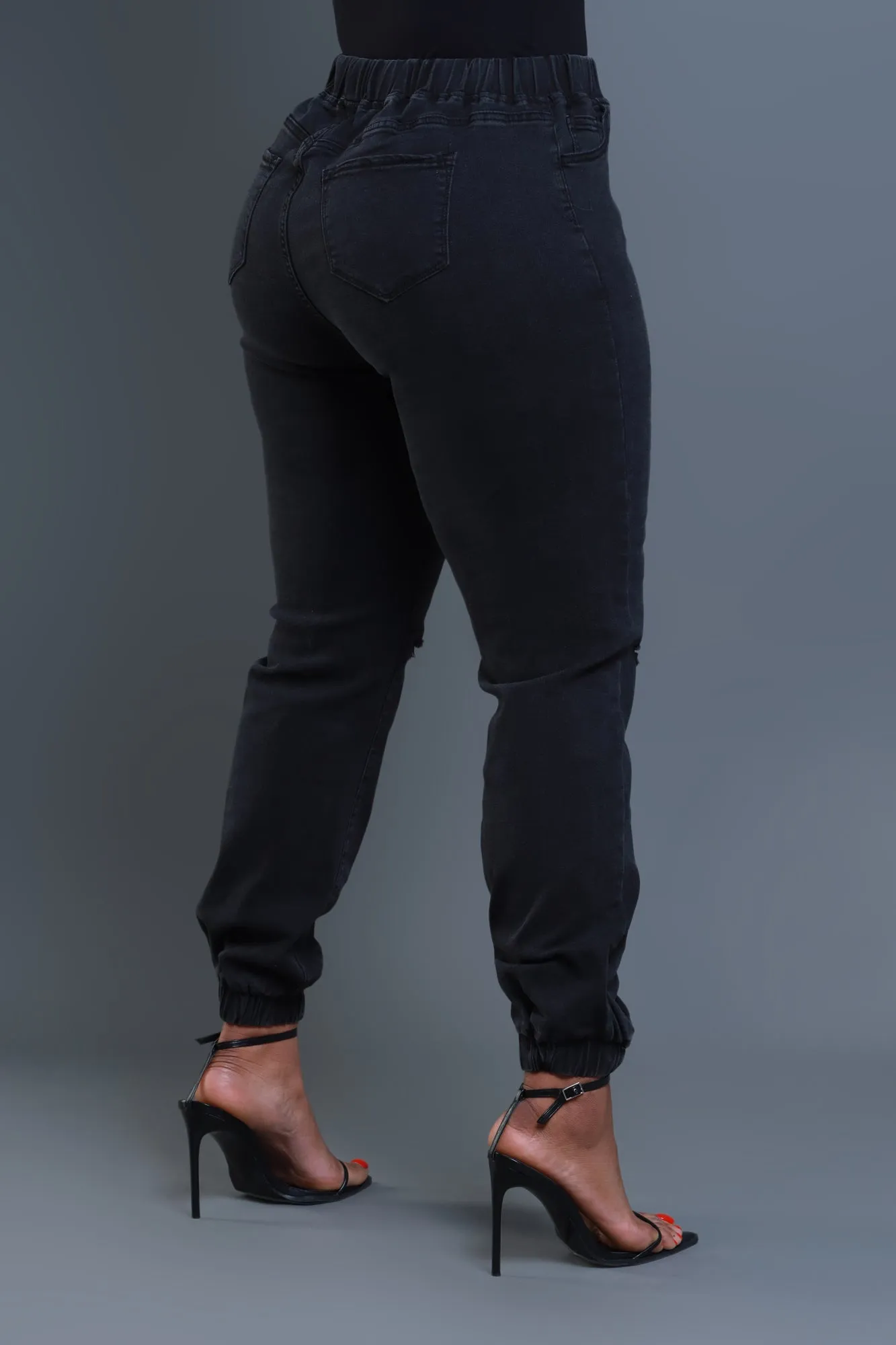 Long Gone Distressed Cargo Joggers - Black
