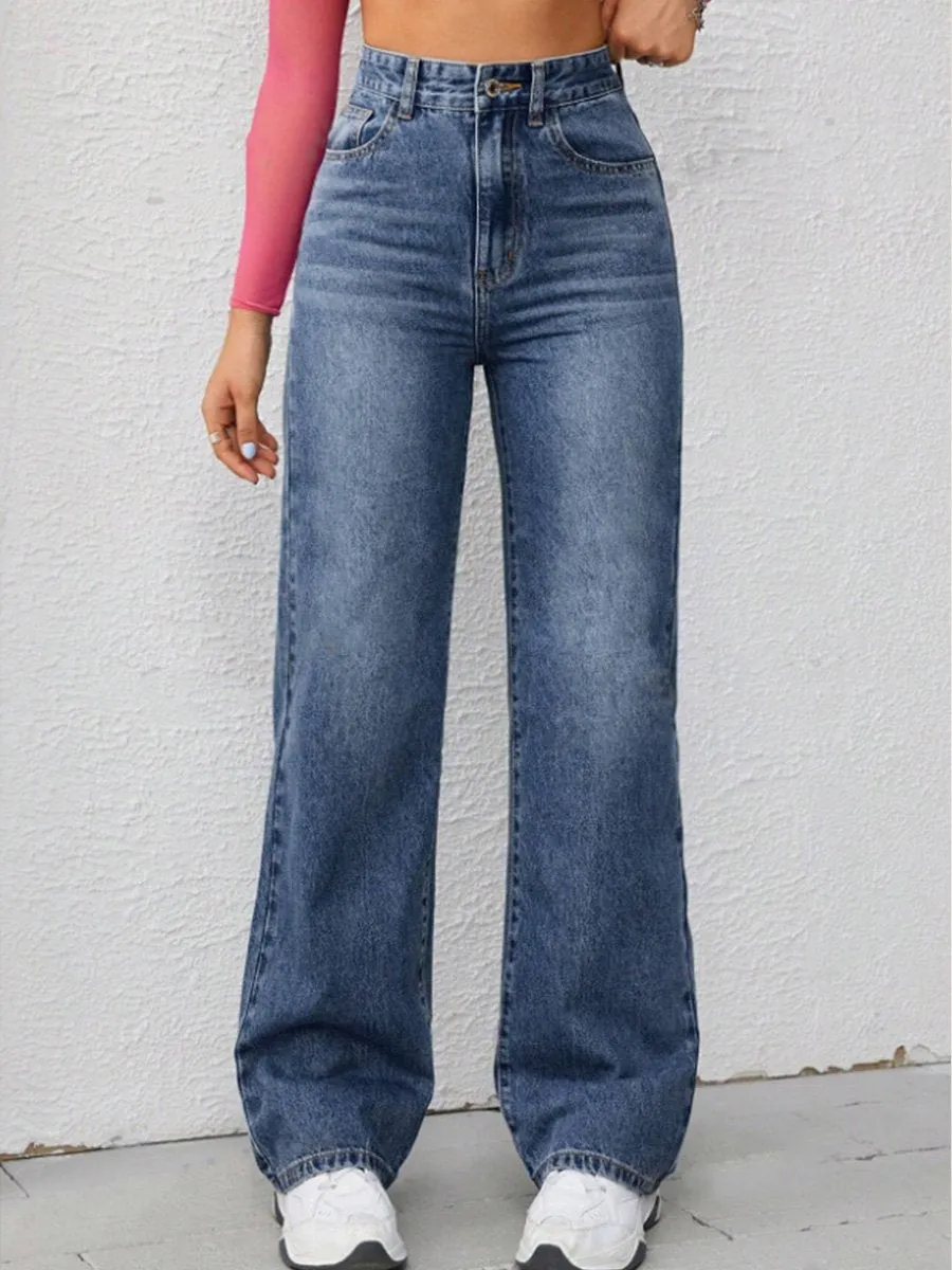 Loose High Waist Straight Skinny Wide Leg Jeans