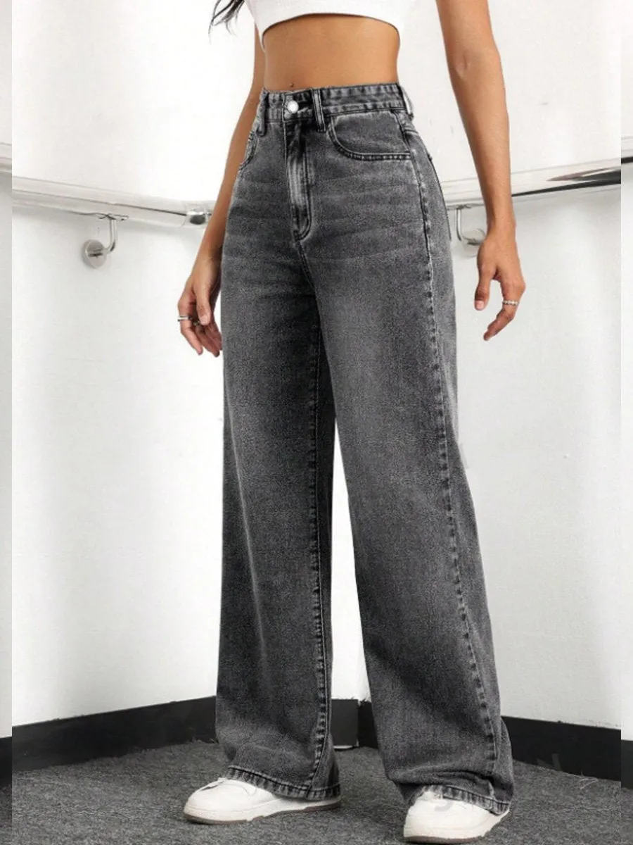 Loose High Waist Straight Skinny Wide Leg Jeans