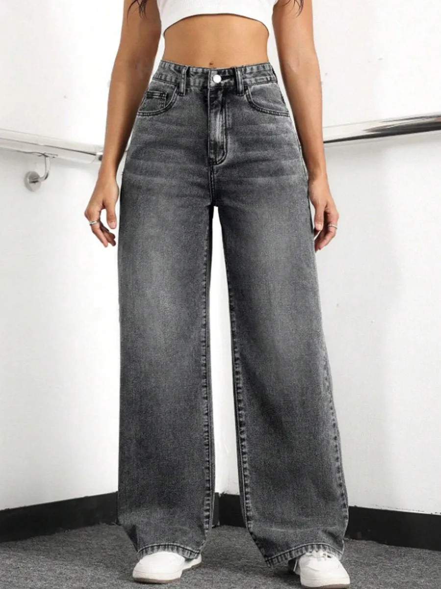 Loose High Waist Straight Skinny Wide Leg Jeans