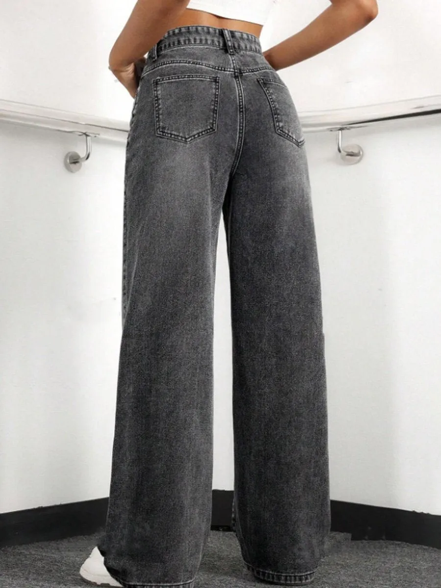 Loose High Waist Straight Skinny Wide Leg Jeans