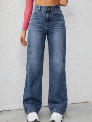 Loose High Waist Straight Skinny Wide Leg Jeans
