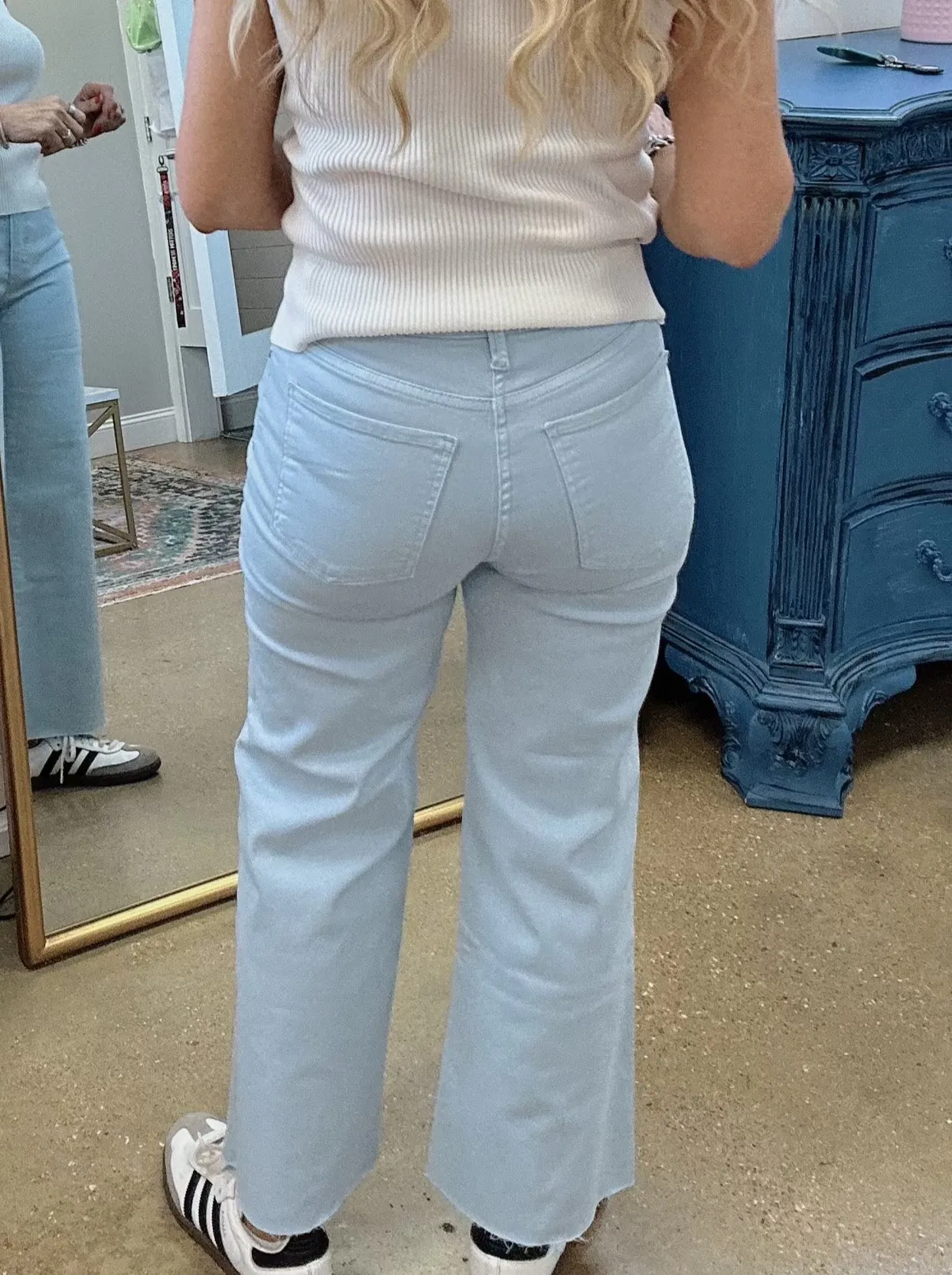 Meg High Rise Fab Ab Wide Leg in Baby Blue