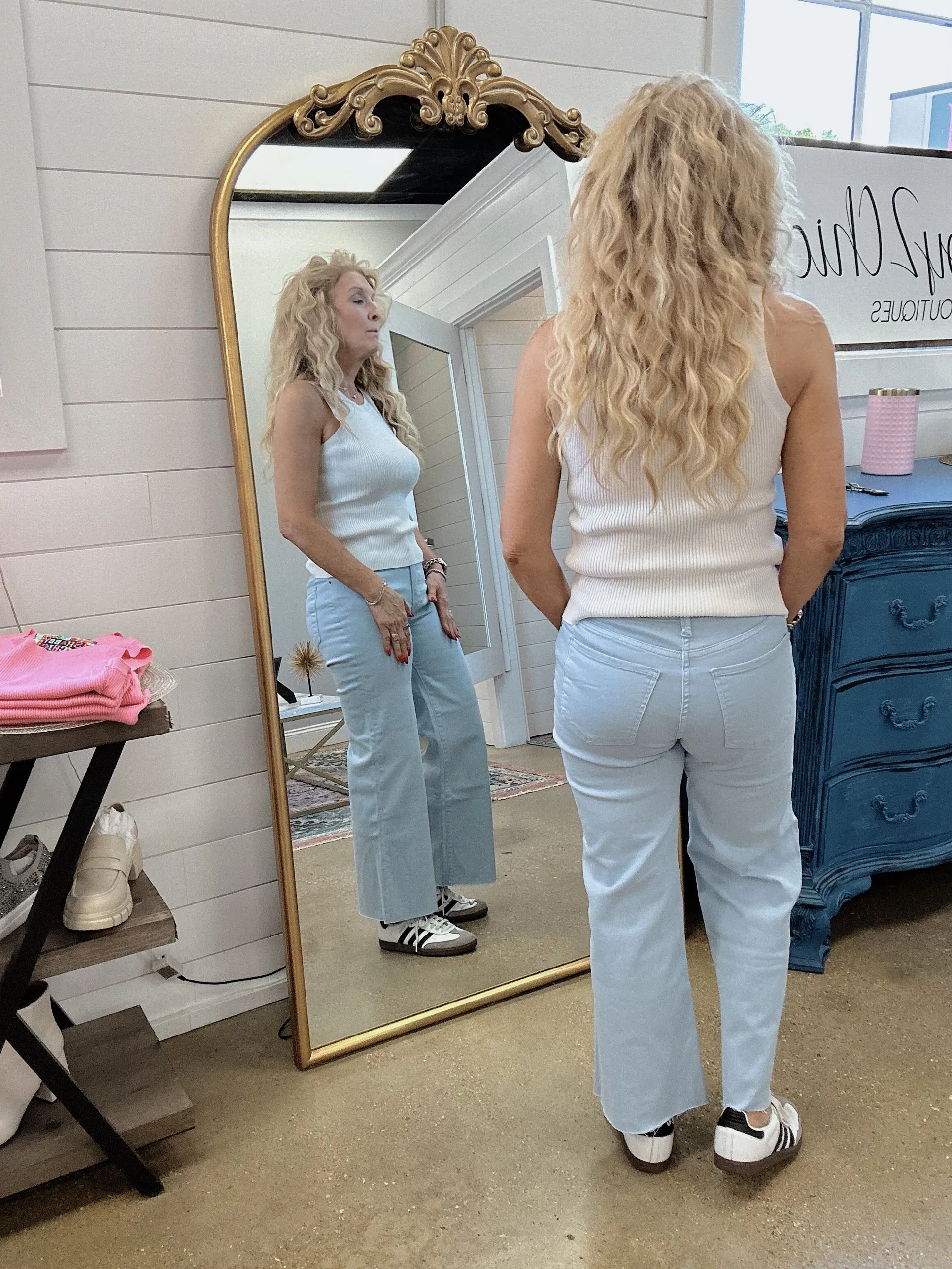 Meg High Rise Fab Ab Wide Leg in Baby Blue