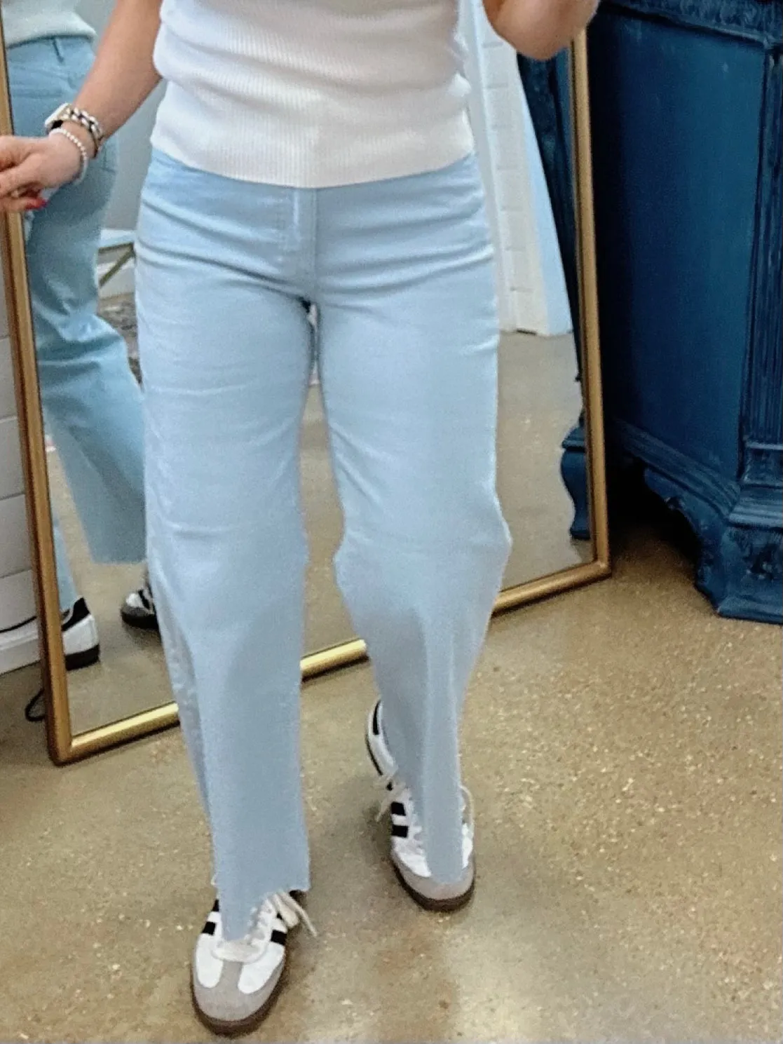 Meg High Rise Fab Ab Wide Leg in Baby Blue