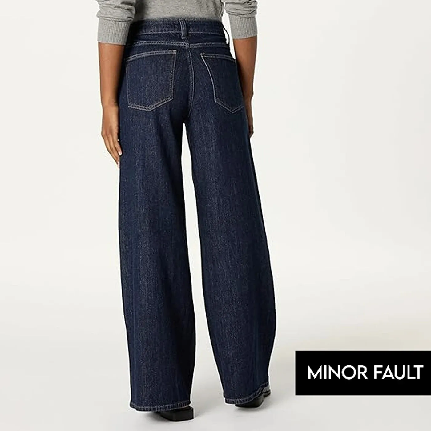 (Minor Fault) Dark Blue Relaxed Wide Leg Jeans
