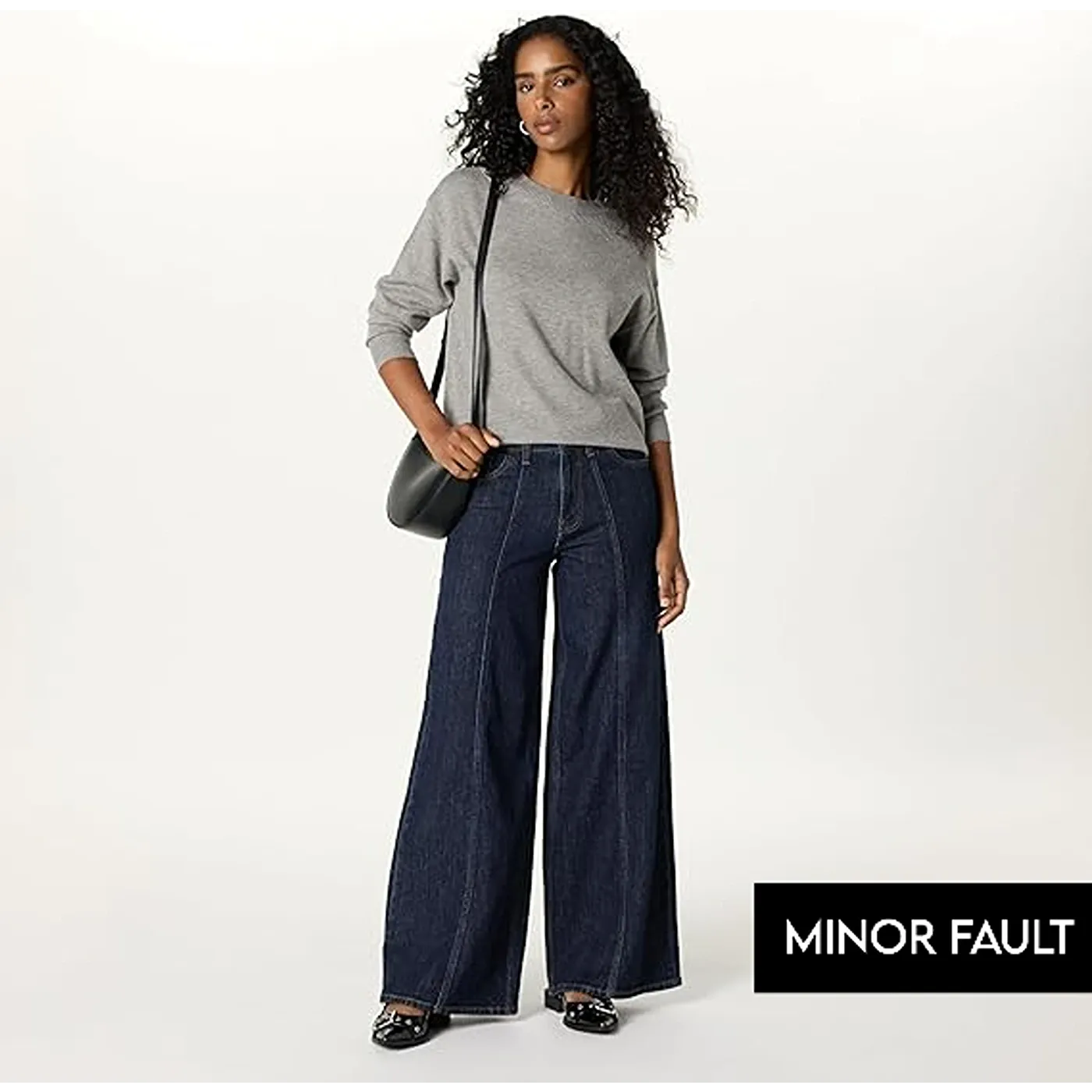(Minor Fault) Dark Blue Relaxed Wide Leg Jeans