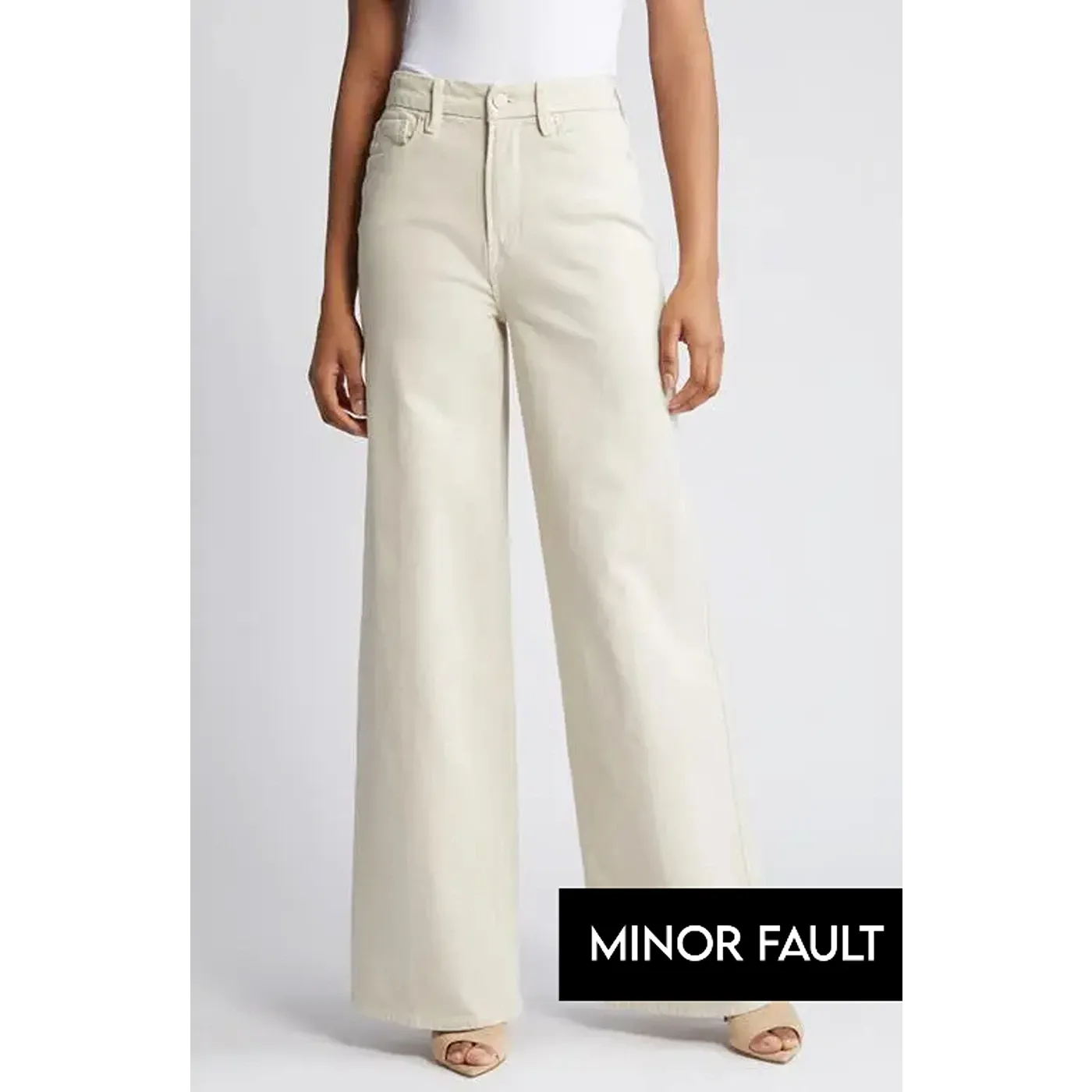 (Minor Fault) Light Beige Skate Wide Leg Jeans