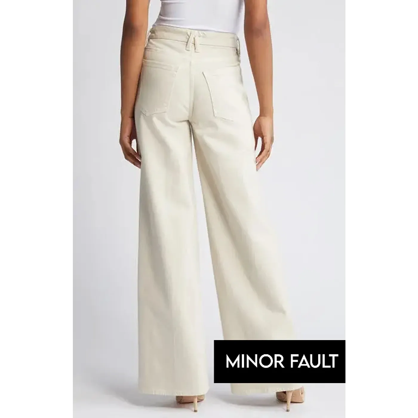 (Minor Fault) Light Beige Skate Wide Leg Jeans
