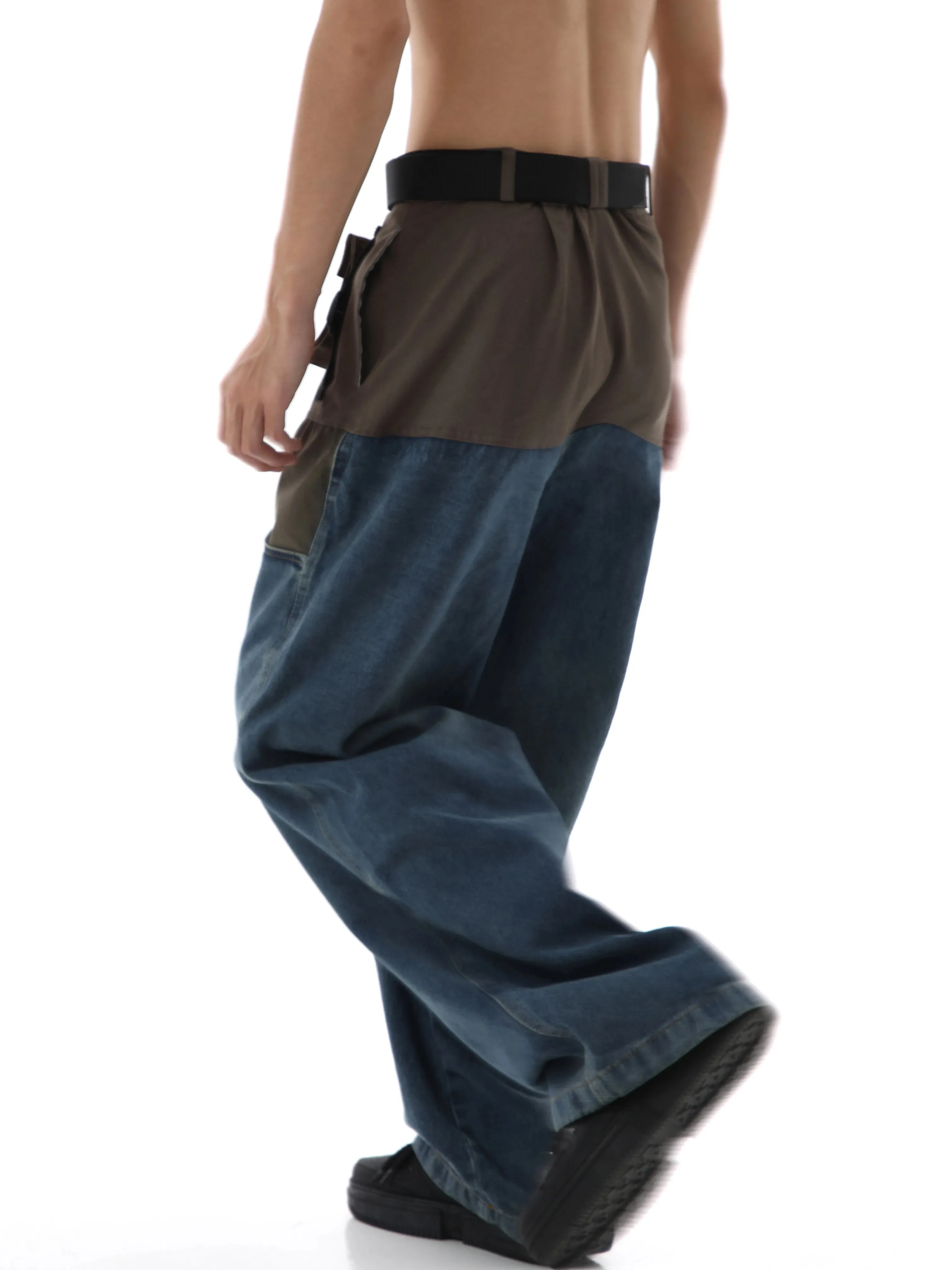 Patchwork Baggy Wide Leg Jeans