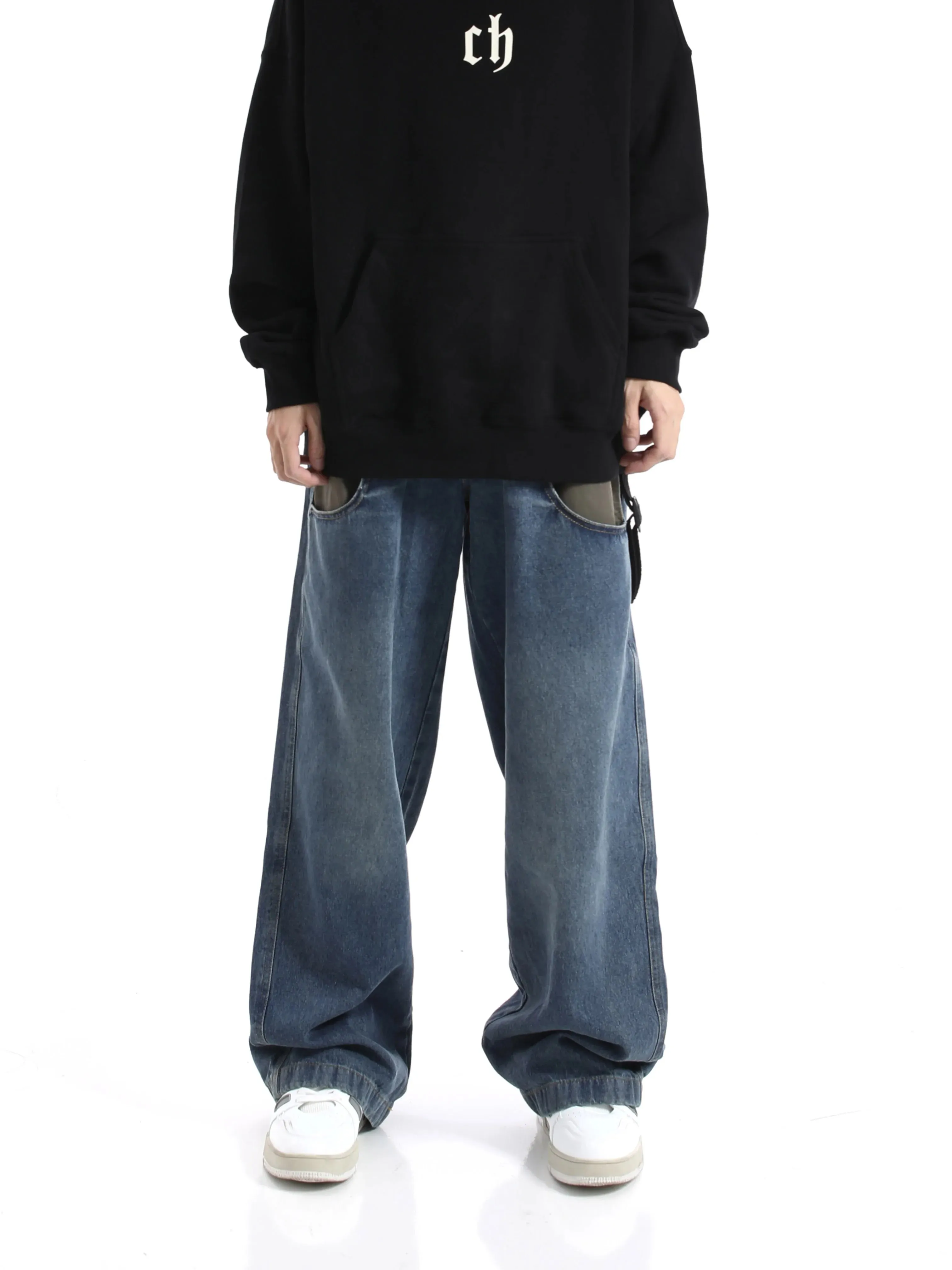 Patchwork Baggy Wide Leg Jeans