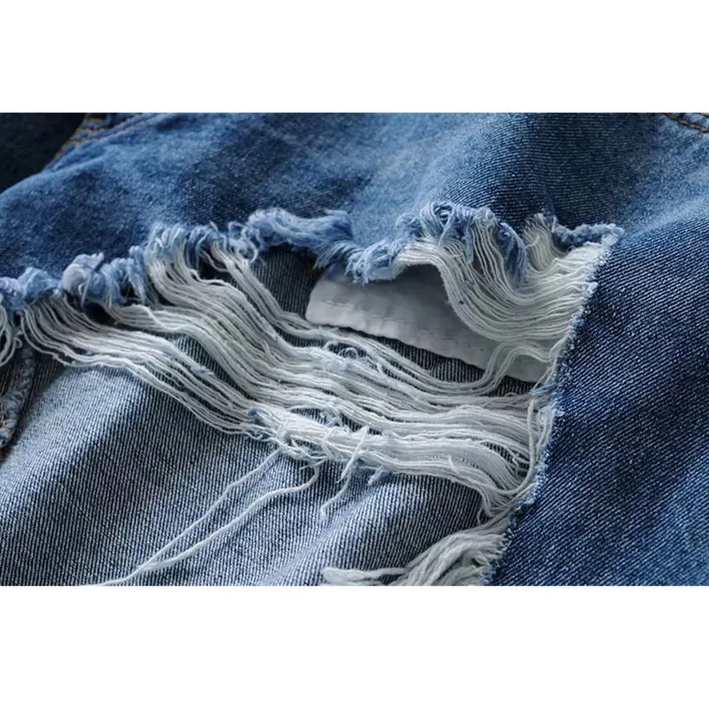 retro vintage distressed frayed demi length denim pants asymmetric jeans european style