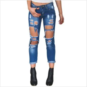 Ripped Boyfriend Jeans Pants