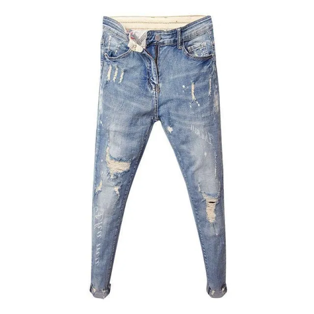Ripped Hole Pencil Jean