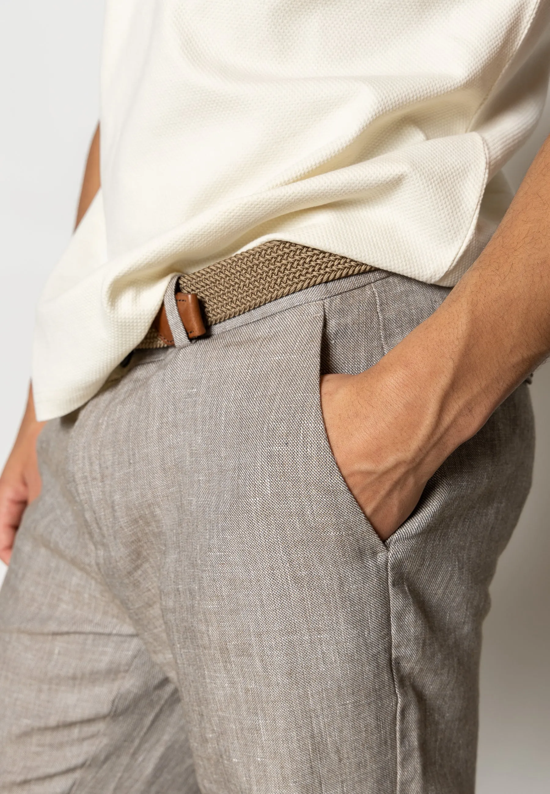 Roman linen pants - Khaki Melange