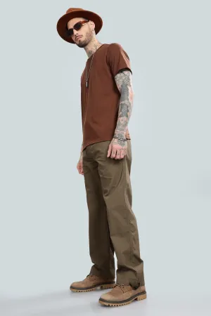 SAINTJONES LIGHT BROWN STRAIGHT PANTS.