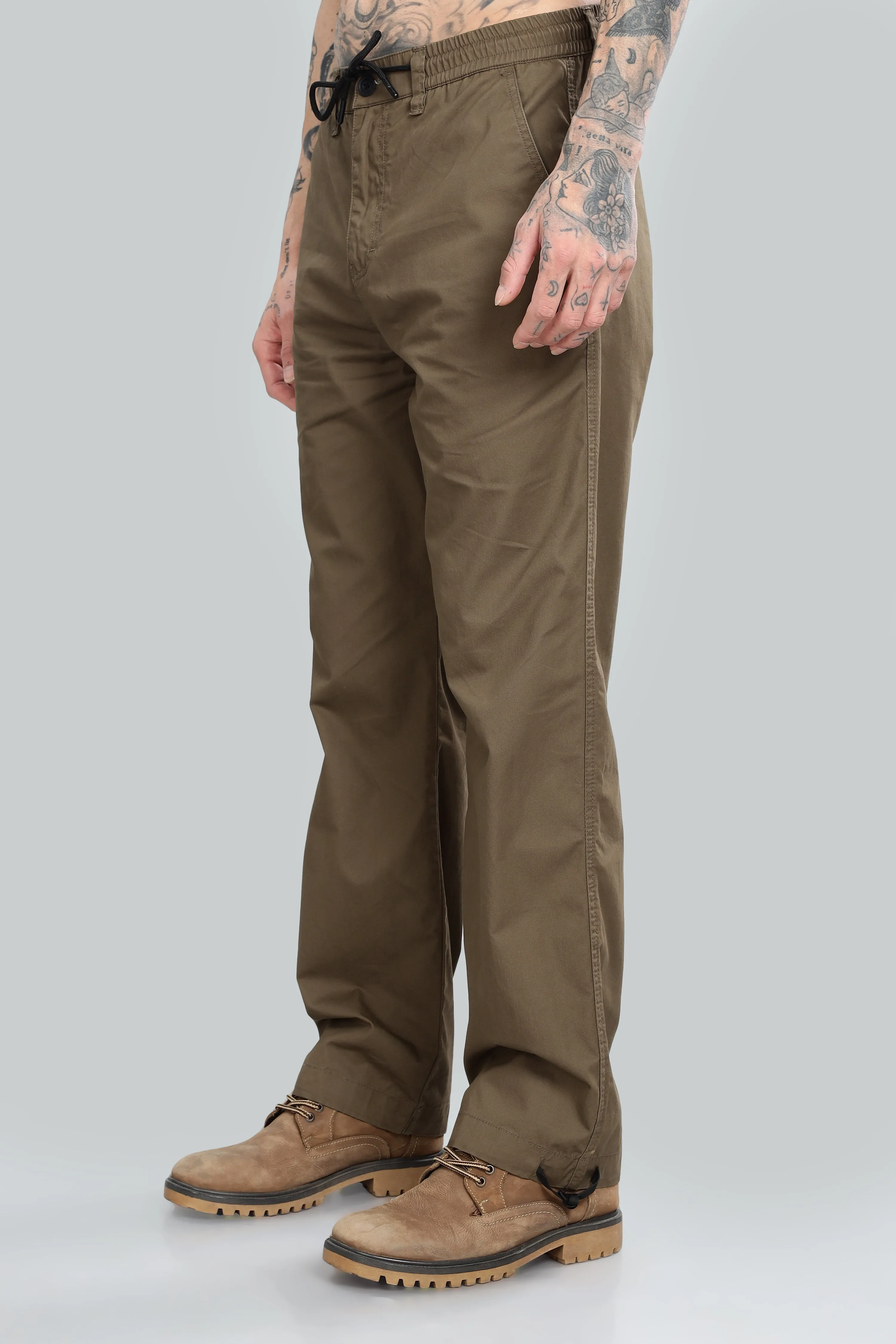 SAINTJONES LIGHT BROWN STRAIGHT PANTS.
