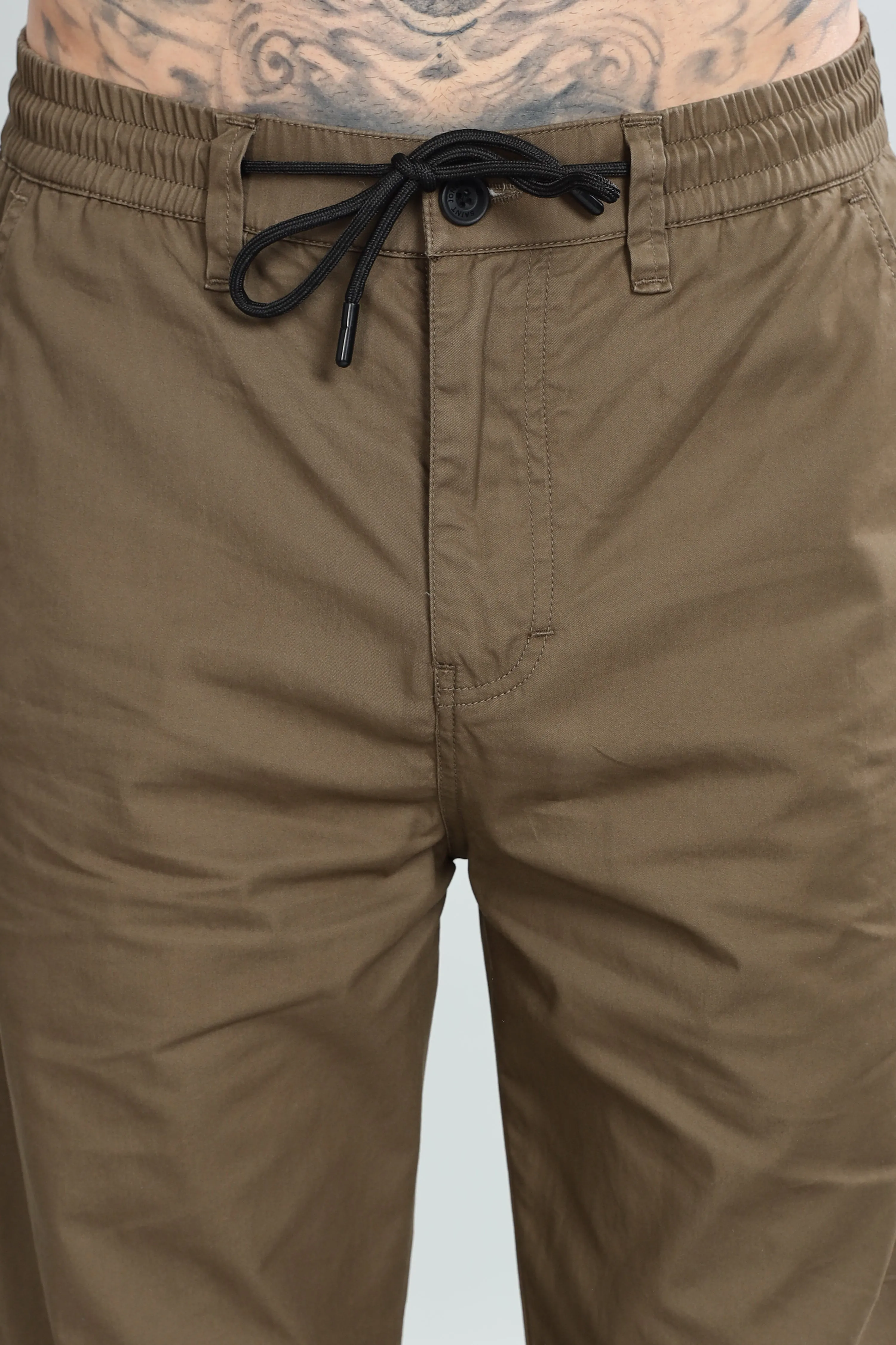 SAINTJONES LIGHT BROWN STRAIGHT PANTS.
