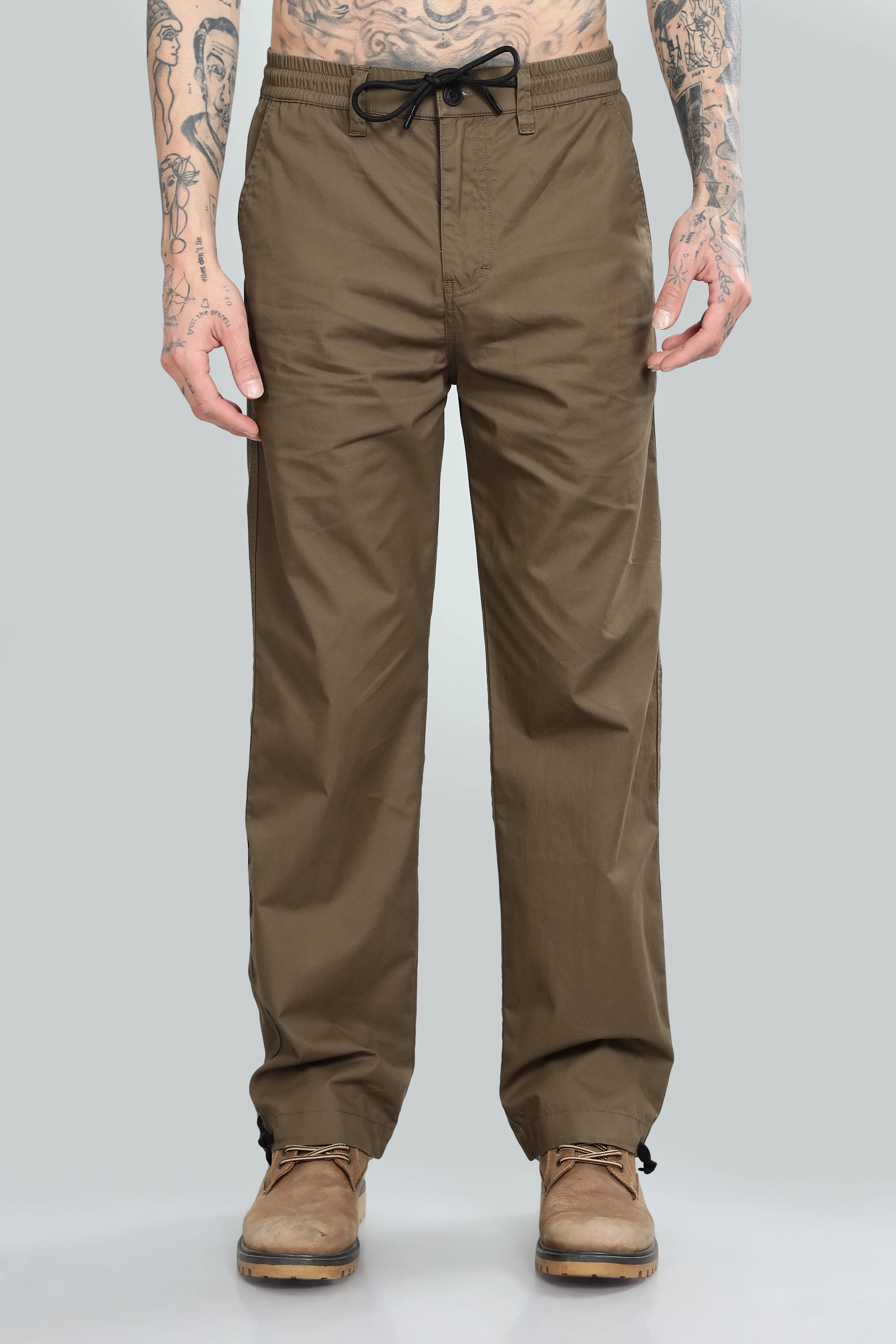 SAINTJONES LIGHT BROWN STRAIGHT PANTS.