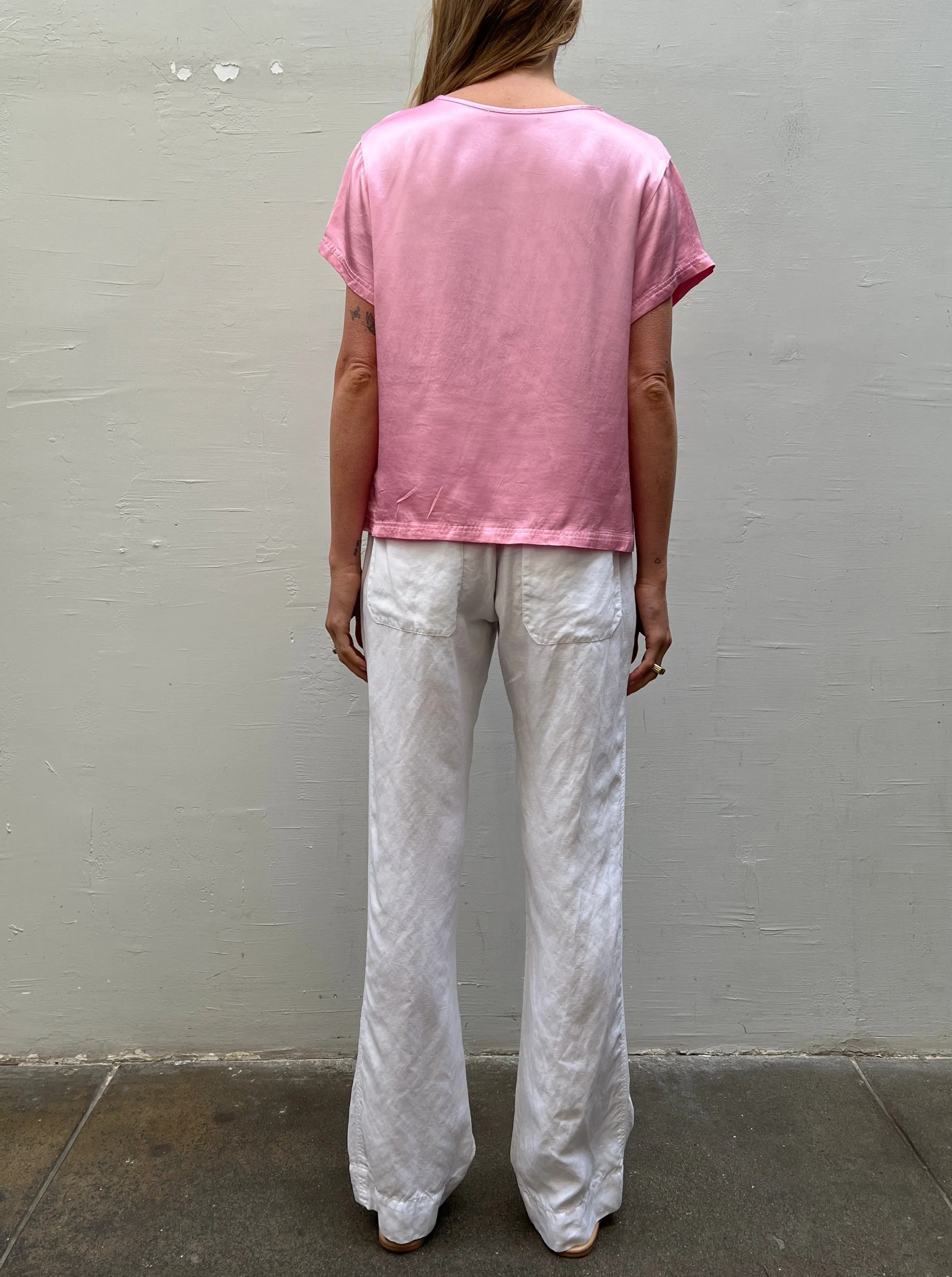 Sloane Low-Rise Pant in Linen - White