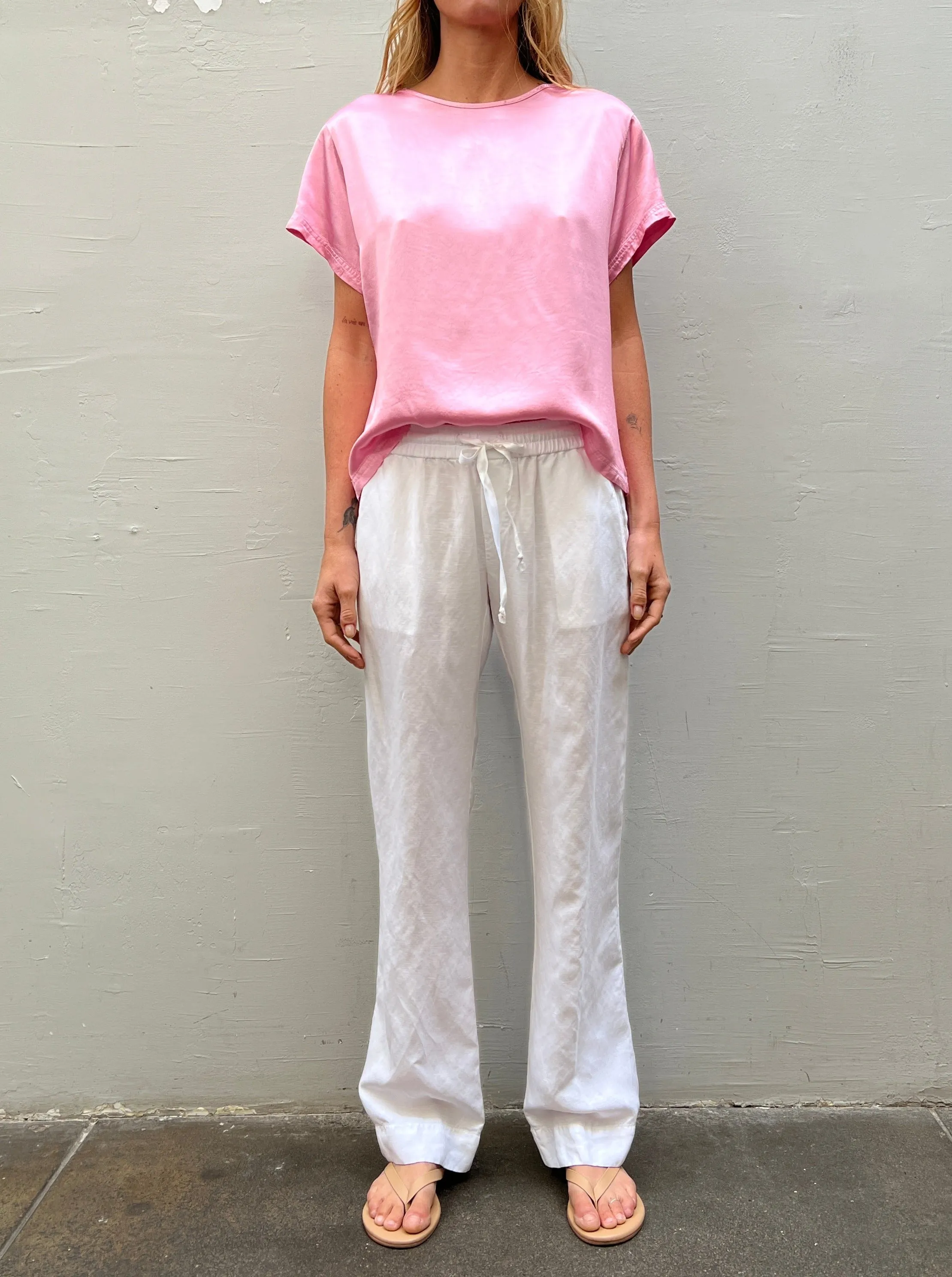 Sloane Low-Rise Pant in Linen - White