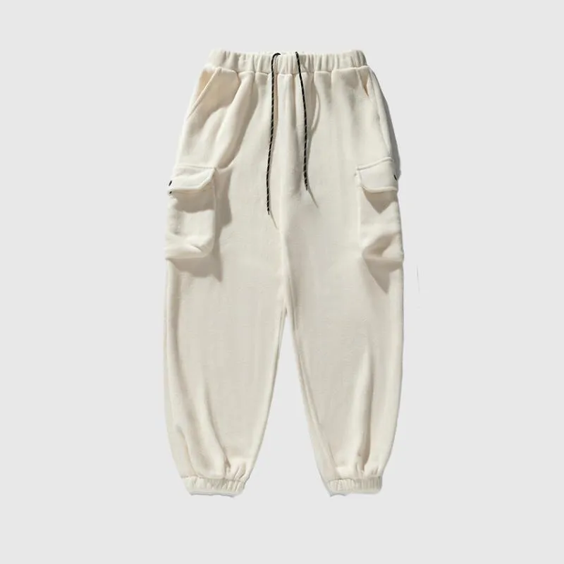 Spacious Pocket Loose Fit Fleece Utility Pants
