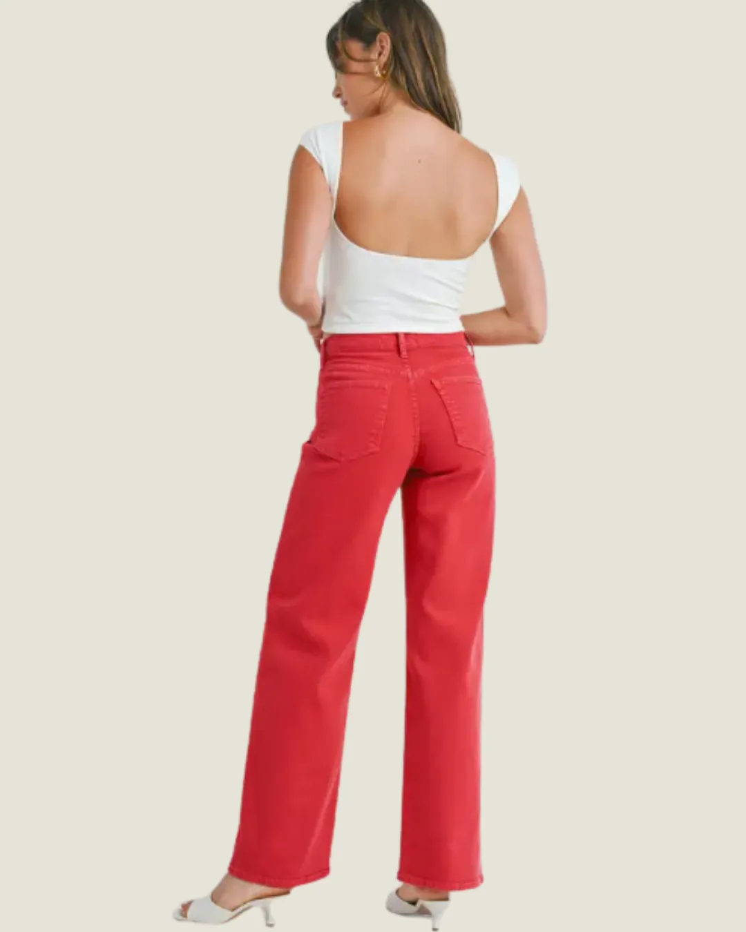 The Cherry: Red Relaxed Wide Leg Jeans